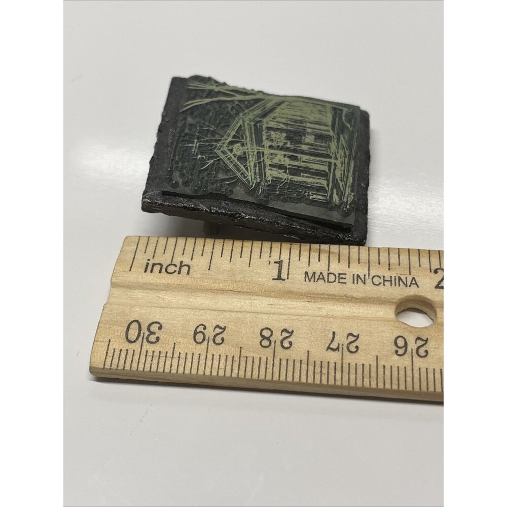 Vintage Handmade Mausoleum Trees Brooch Pin Slate Gold & Black Colored Graveyard - Picture 4 of 9